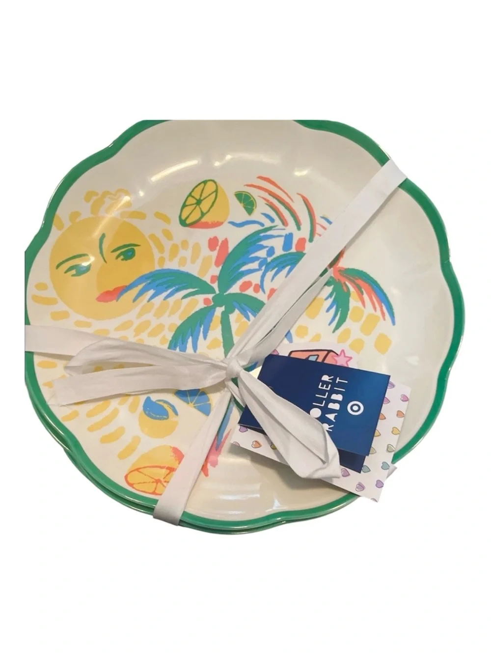 4pc Vacation Melamine Salad Plates Yellow/Green - Roller Rabbit x Target